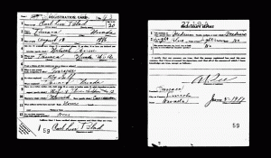 Carl Levi Blad World War I registration card